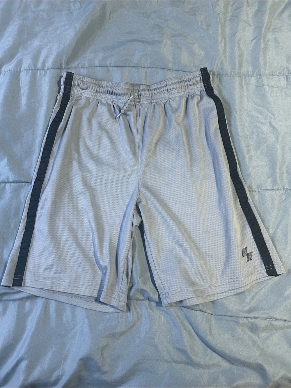 Kids Light Gray Athletic Shorts with Black Side Stripes